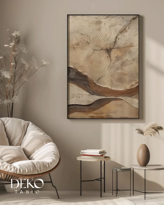 'Doğanın Hafızası' Kahve ve Tonları Soyut Yağlı Boya Tablo
