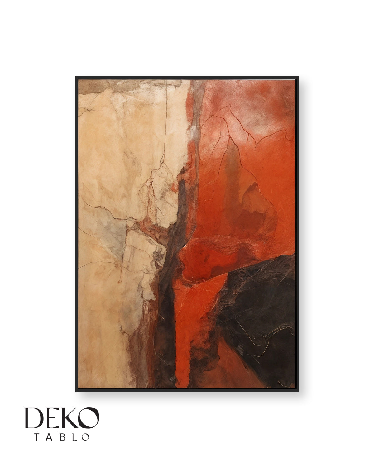 "Geçit" Turuncu Siyah ve Bej Soyut Yağlı Boya Tablo