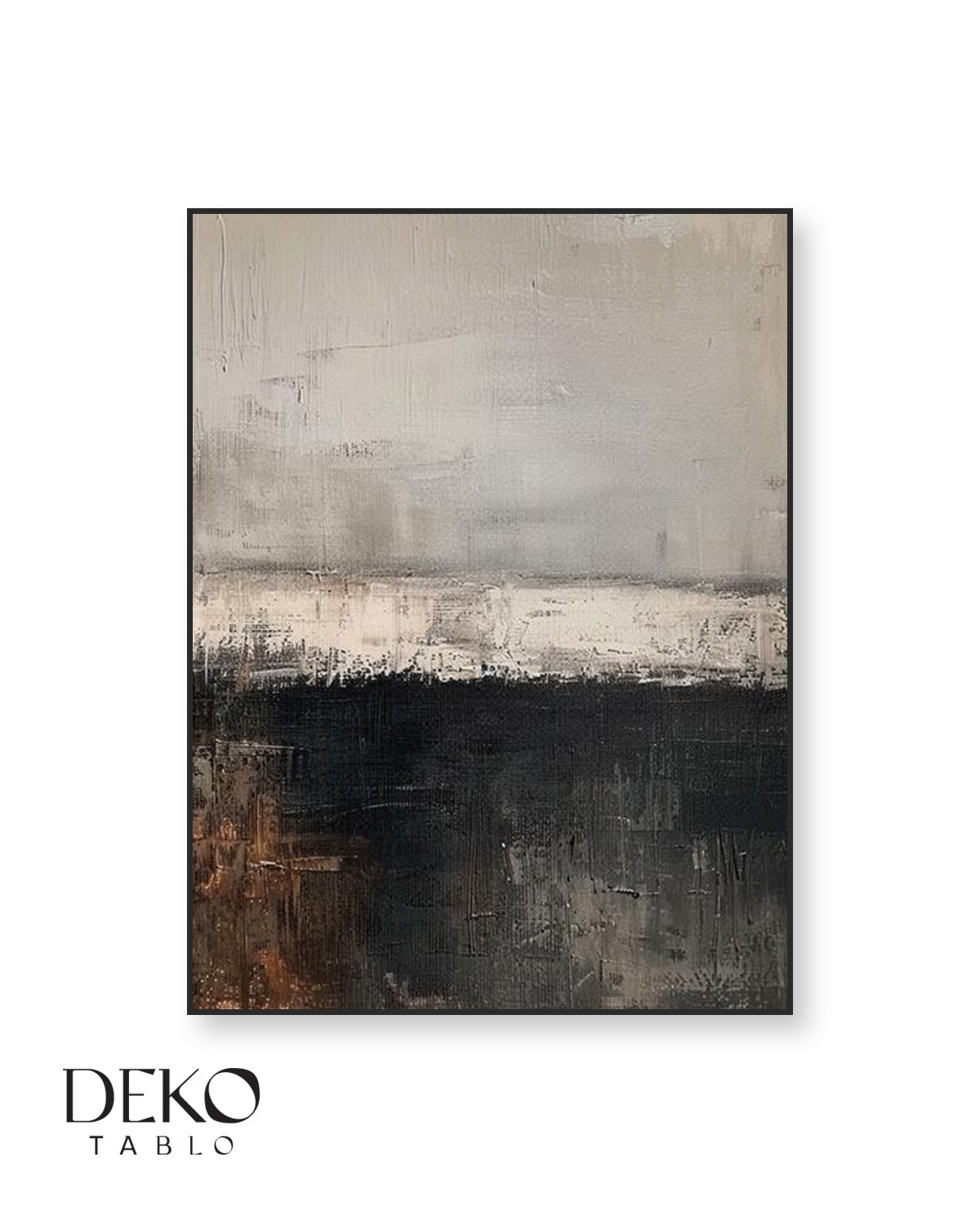 "Karşıtlık" Siyah Gri ve Beyaz Detaylı Soyut Yağlı Boya Tablo