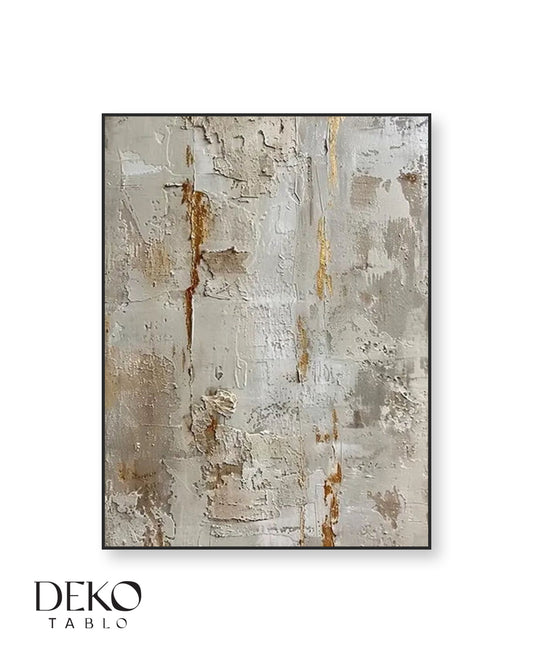 Altın Bej Tonlarında Detaylı Yağlı Boya Tablo