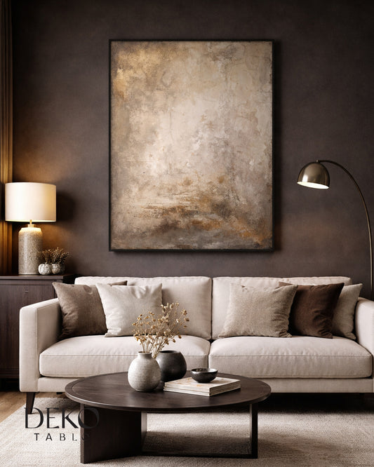 "Sükûnet" Bejin Tonları Soyut Yağlı Boya Tablo