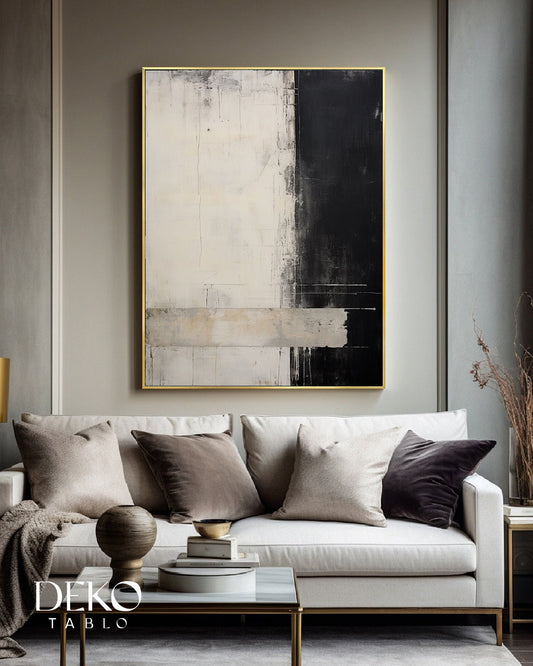 "Punto" Siyah Beyaz Detaylı Yağlı Boya Tablo
