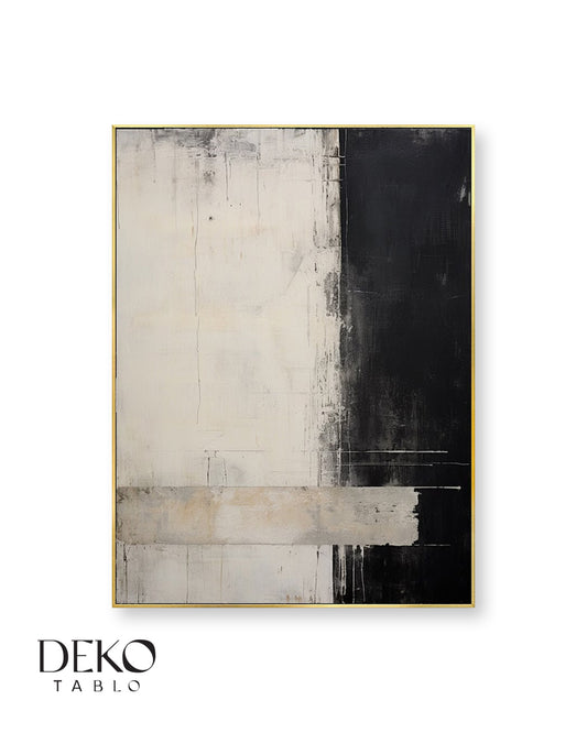 "Punto" Siyah Beyaz Detaylı Yağlı Boya Tablo