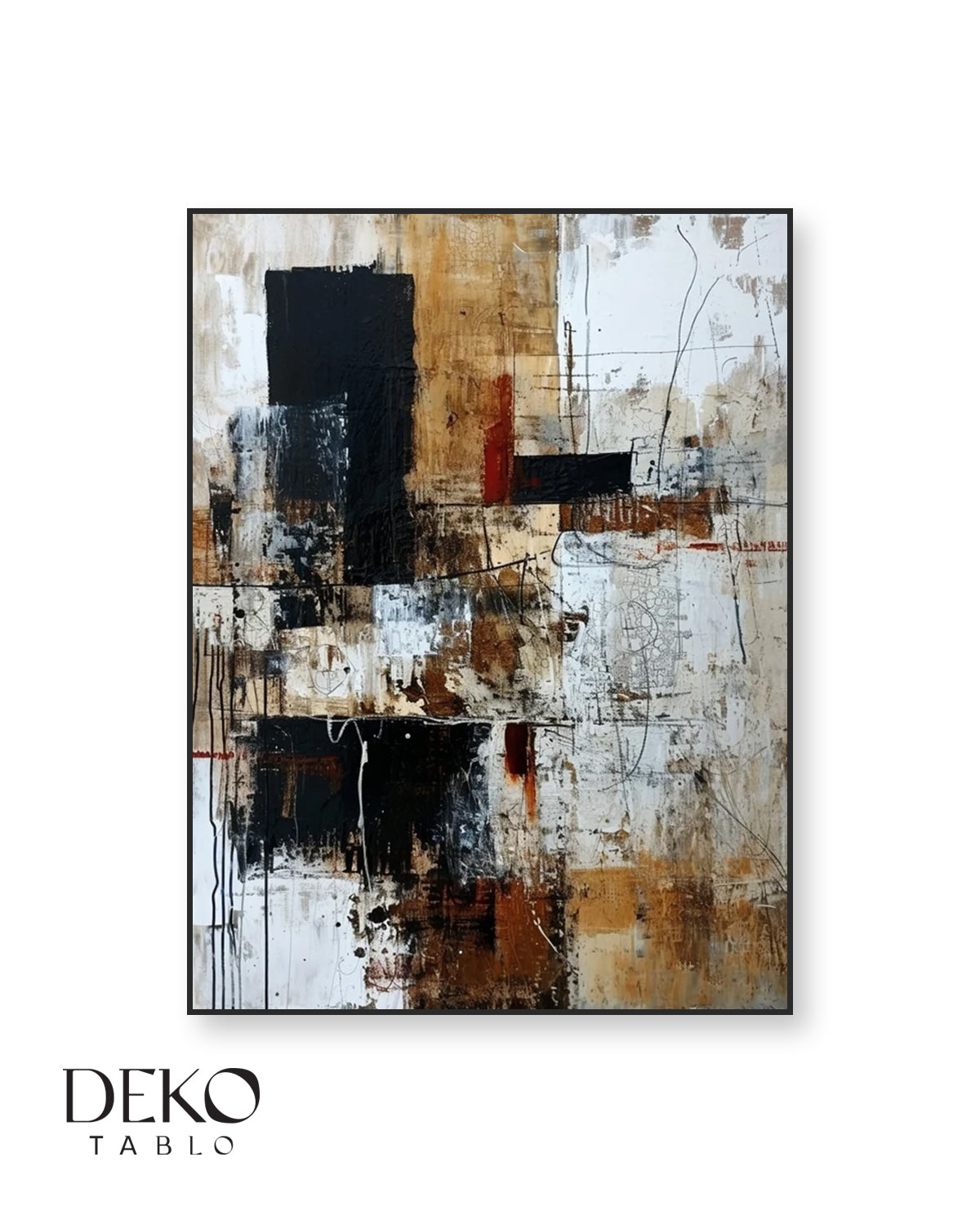 "Asi" Siyah Beyaz Bej Detaylı Yağlı Boya Tablo