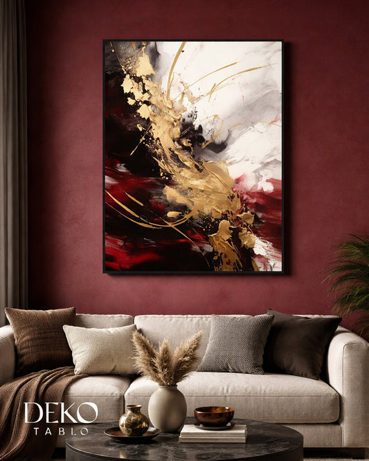 "Detay" Siyah Kırmızı Bej Detaylı Yağlı Boya Tablo