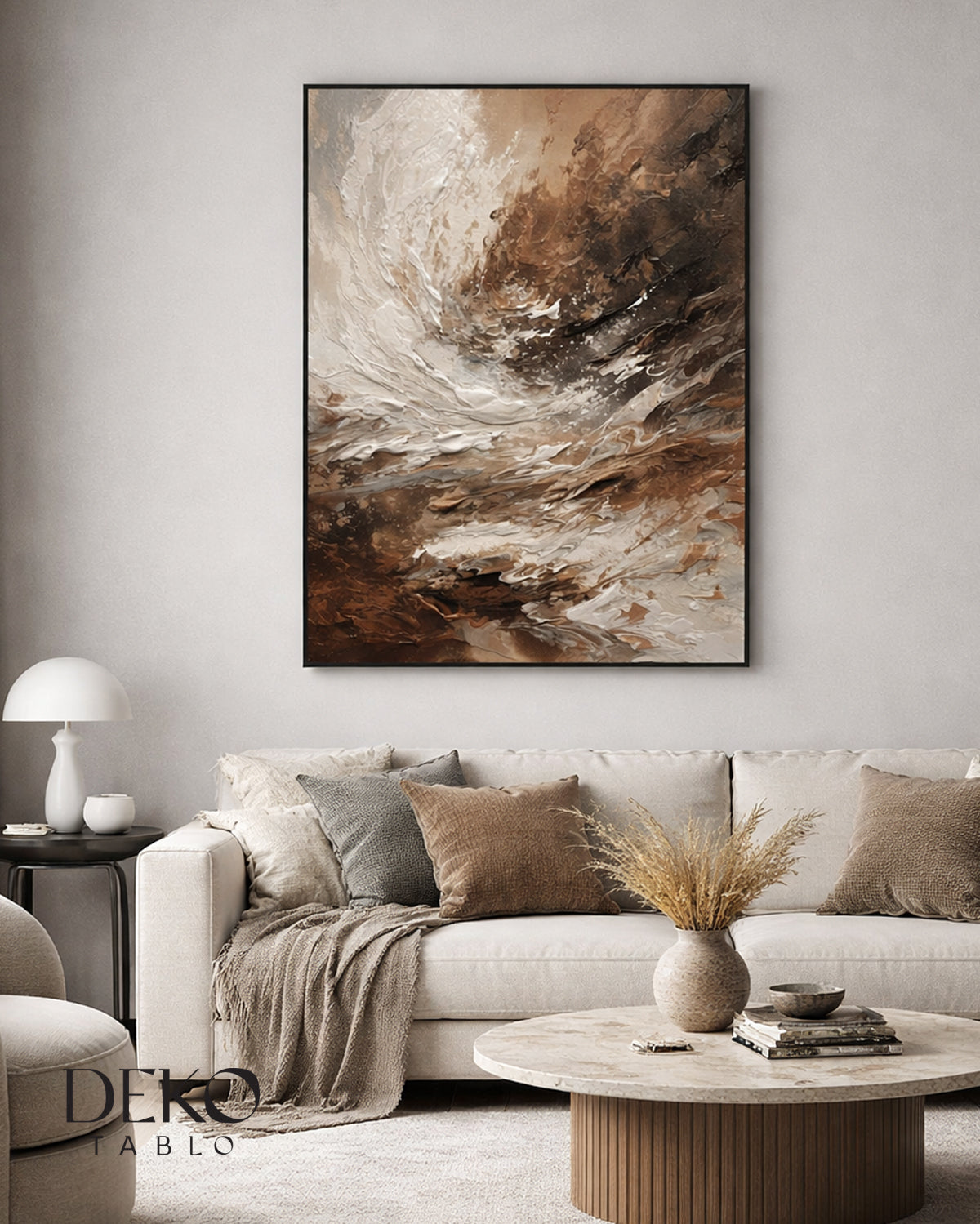 "Mistik" Kahve Bej Siyah Tonlarında Detaylı Yağlı Boya Tablo