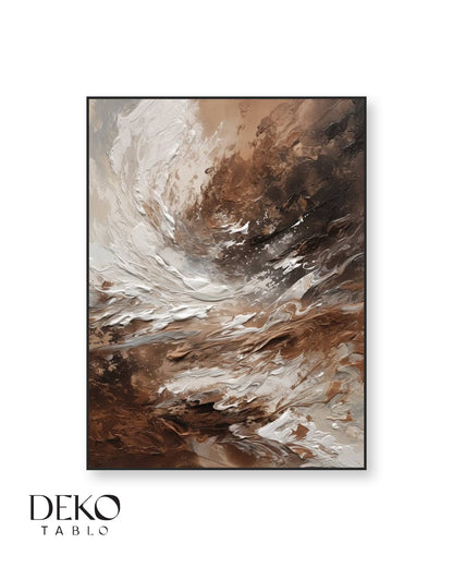 "Mistik" Kahve Bej Siyah Tonlarında Detaylı Yağlı Boya Tablo