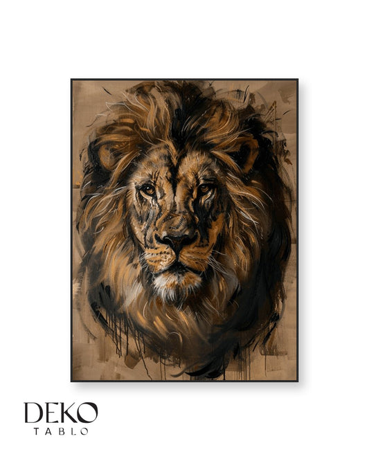 "Kral" Aslan Detaylı Yağlı Boya Tablo