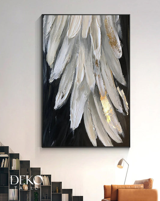Altın Detaylı Kanat Yağlı Boya Tablo