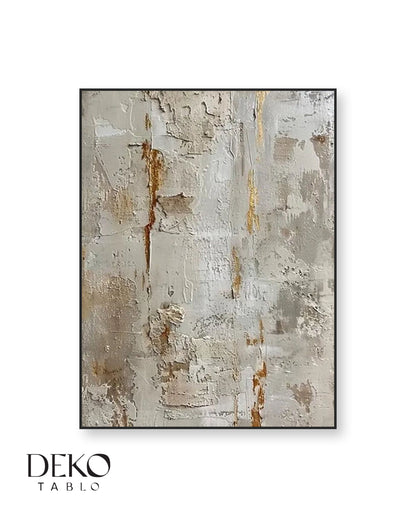 Altın Bej Tonlarında Detaylı Yağlı Boya Tablo