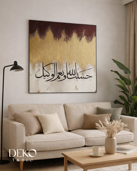 "Allah bize yeter, O ne güzel vekildir" Detaylı Yağlı Boya Tablo