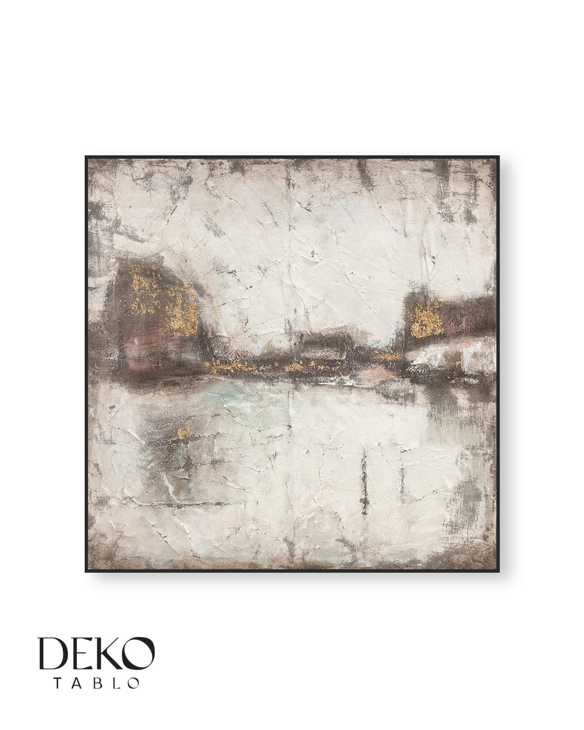 "Dingin" Beyaz Gri Altın Detaylı Yağlı Boya Tablo