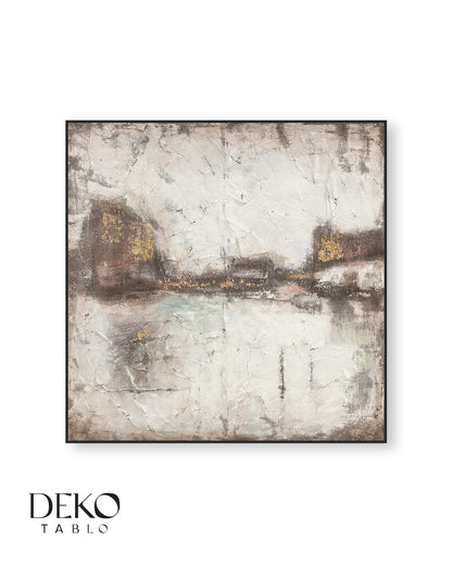 "Dingin" Beyaz Gri Altın Detaylı Yağlı Boya Tablo