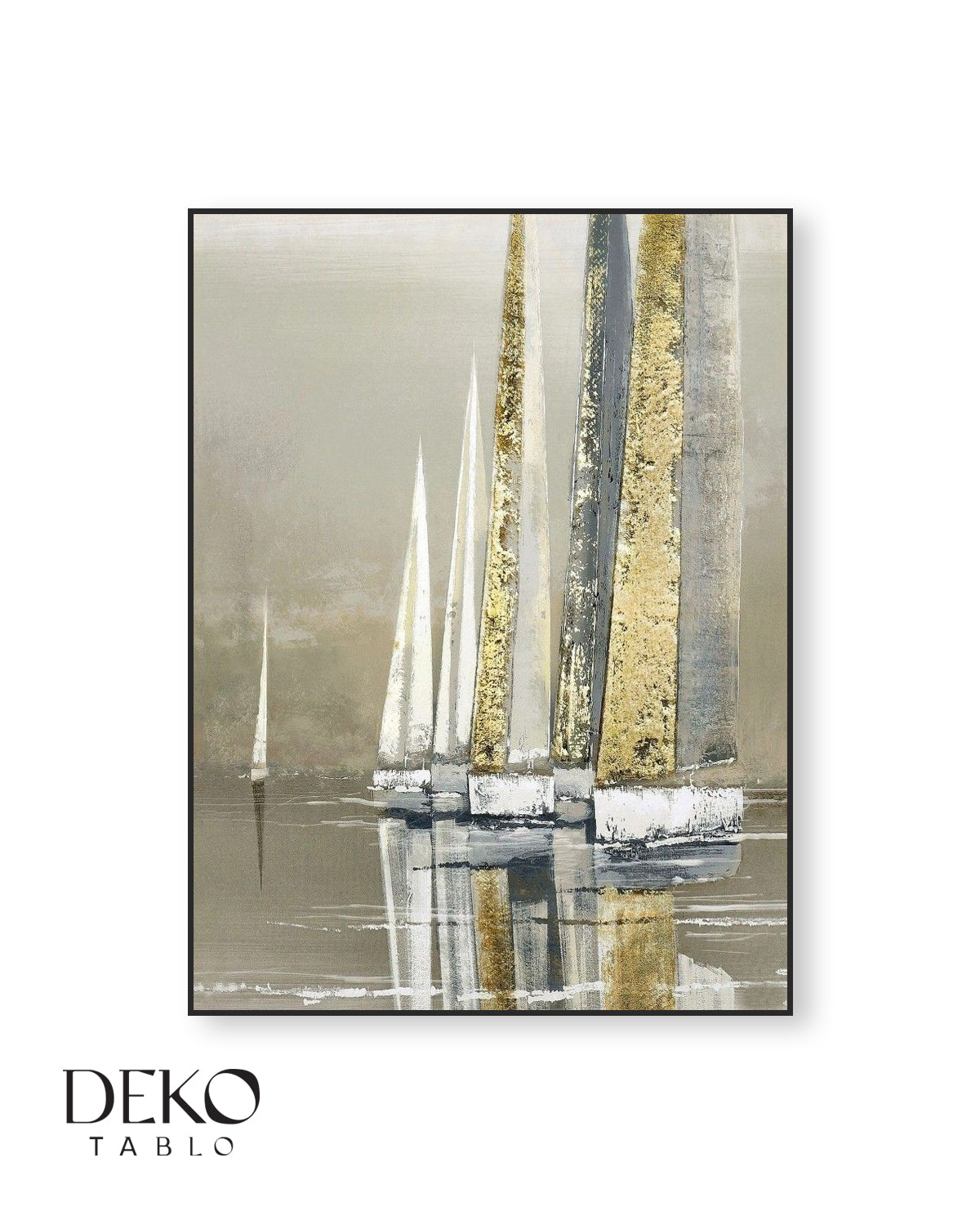 Beyaz Bej Altın Detaylı Yağlı Boya Tablo