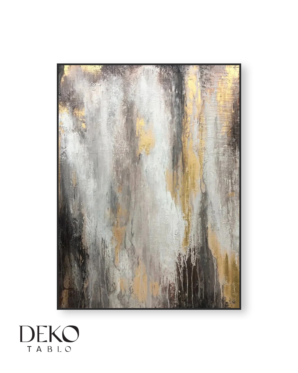 Beyaz Siyah Altın Detaylı Yağlı Boya Tablo